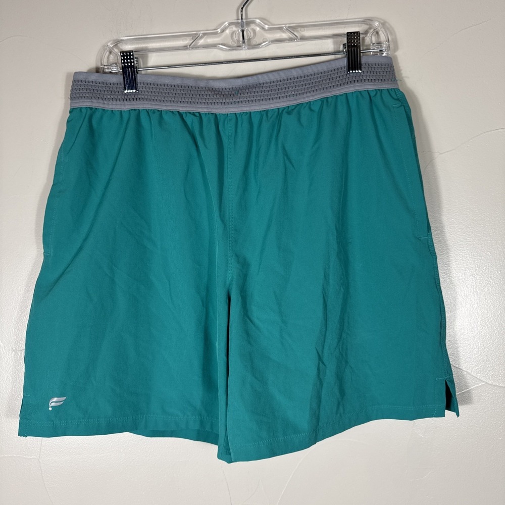 Fabletics Shorts Mens L Blue Green Fundamental Athletic Pockets Wicking